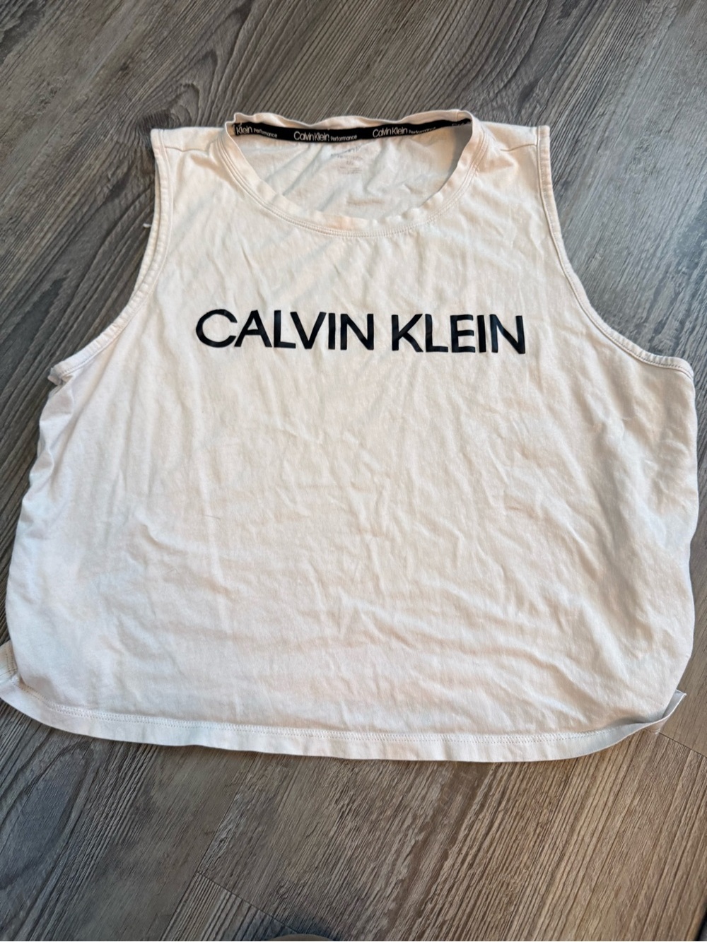 Calvin Klein White Logo Crop Muscle Tank